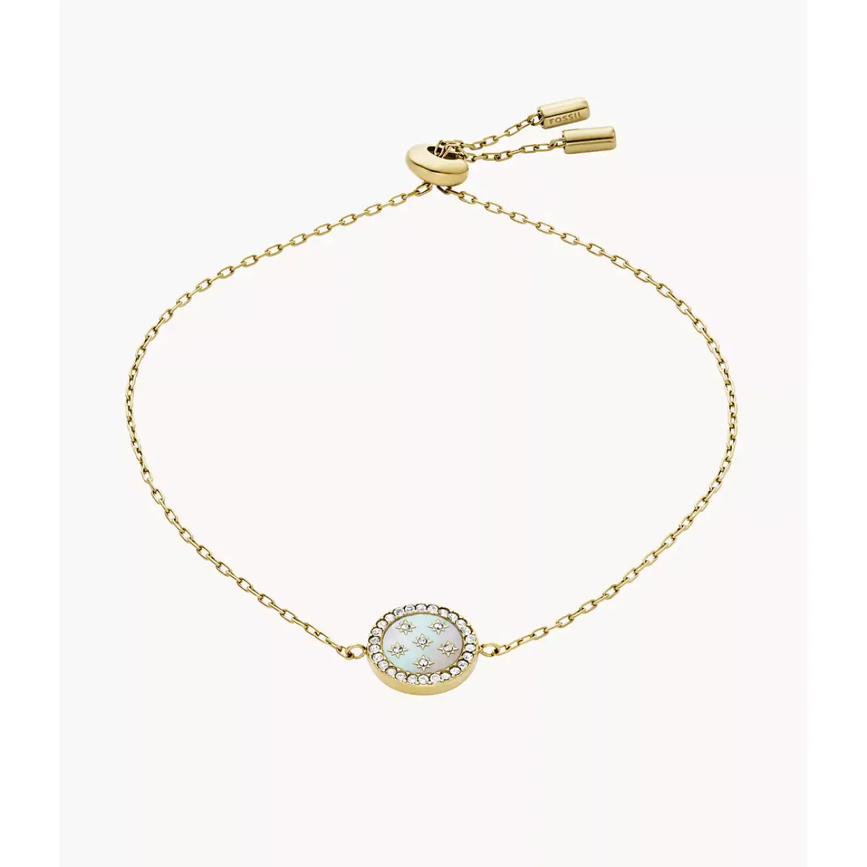 Verfijnd en stralend, onze Classic Mother-of-Pearl collectie straalt moeiteloze elegantie uit. De goudkleurige roestvrijstalen stationsband is voorzien van een glanzend parelmoeren stationbandje, versierd met sprankelende kristallen. De verstelbare schuifsluiting zorgt voor de perfecte pasvorm. Verfijn elke look met dit tijdloze sieraad.