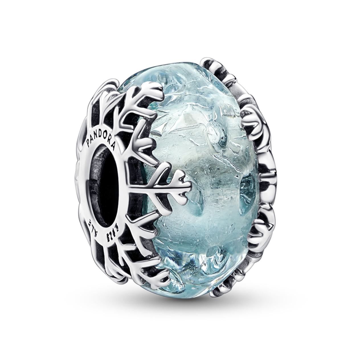 Snowflake charm blue frozen glass