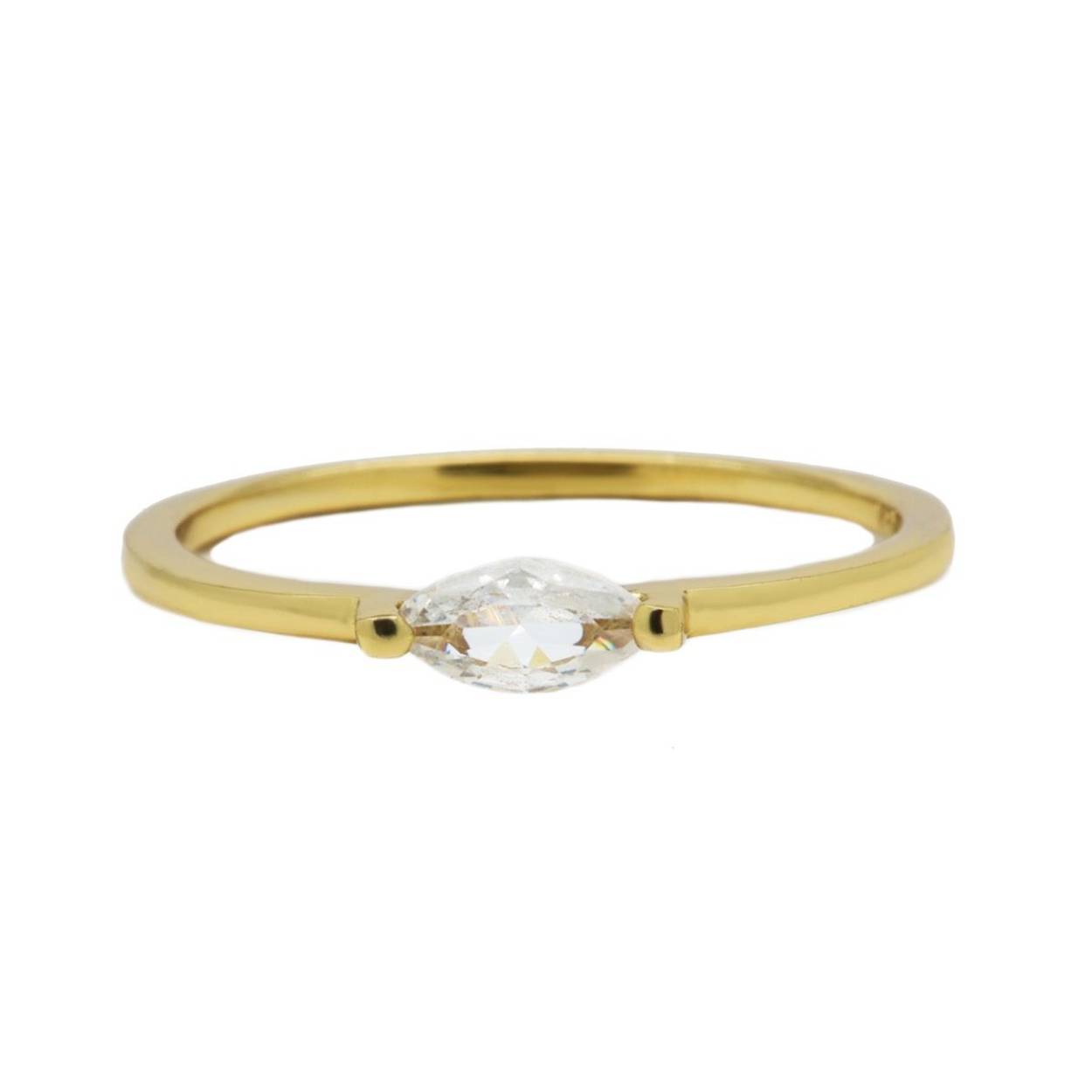 Ring Single Zirconia Oval Goldplated