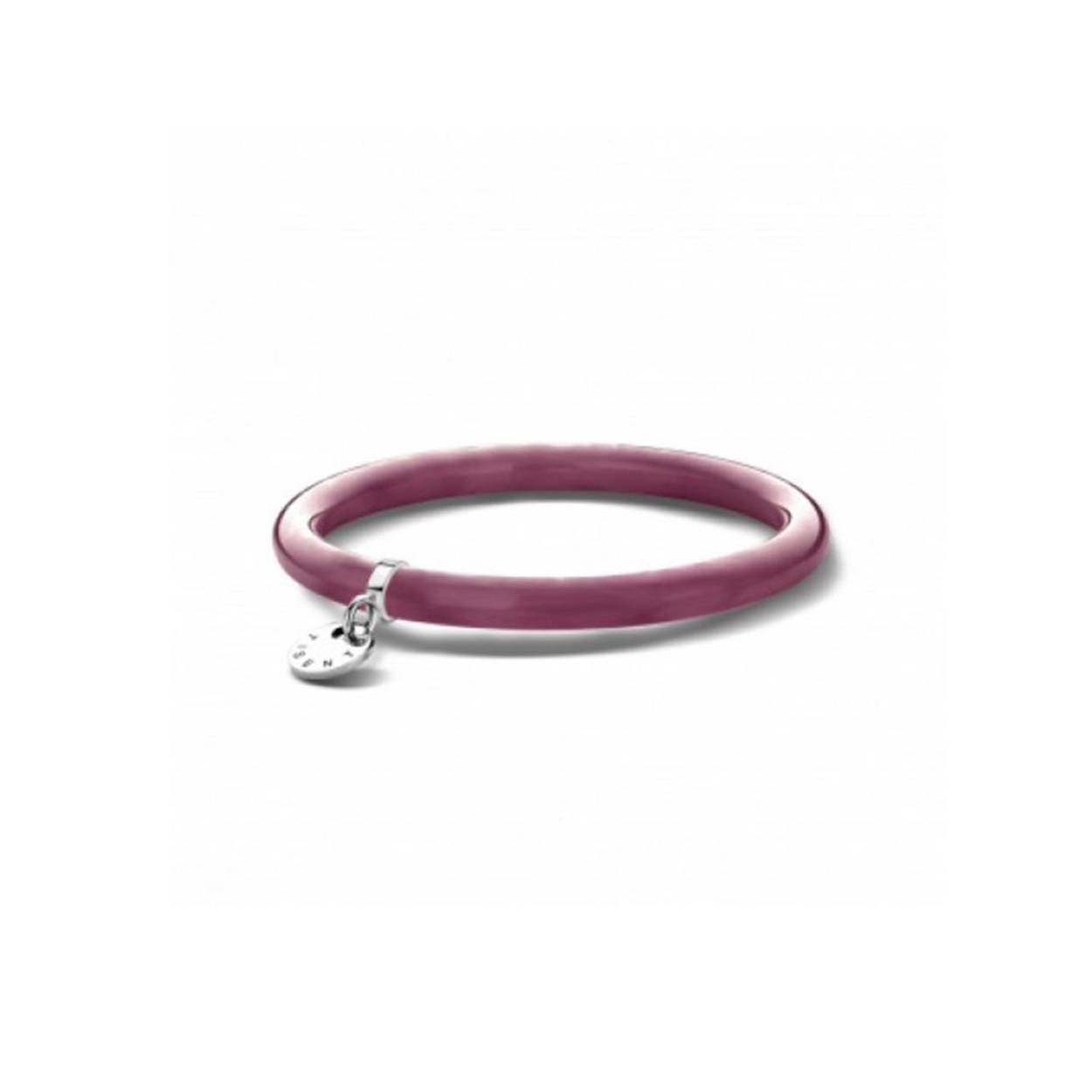Een paarse kunststof armband van het sieradenmerk Ti Sento, voorzien van een sierlijk rond zilveren hangertje met de naam Ti Sento erop. Leuk om deze armband met andere armbanden te combineren! Het sieraad zal in een originele Ti Sento verpakking worden geleverd.

Diameter: 7,8 cm.