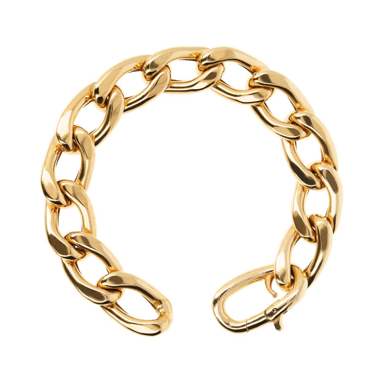 bronzen armband met een geel gouden 18 krt coating met een groffe gourmetschakel.