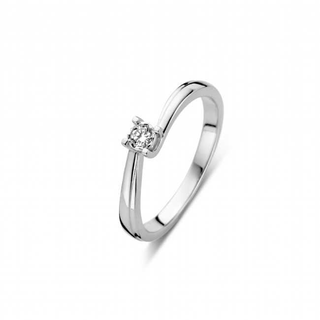 Zilveren aanzoekring met diamant