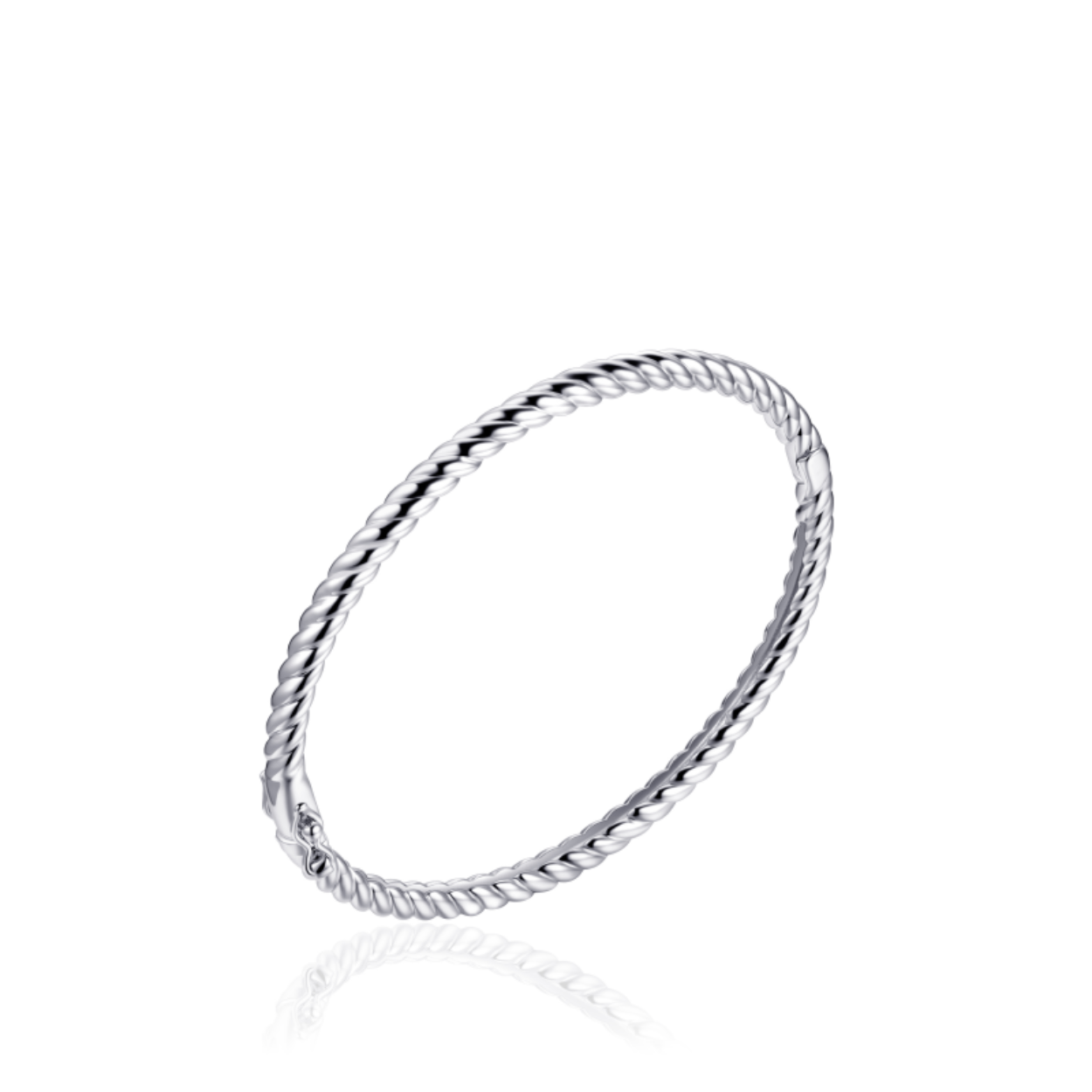 Deze mooie Zilveren armband getwist is beschikbaar in de maat 60mm.

Beschikt over scharnier en veiligheidssluiting.
