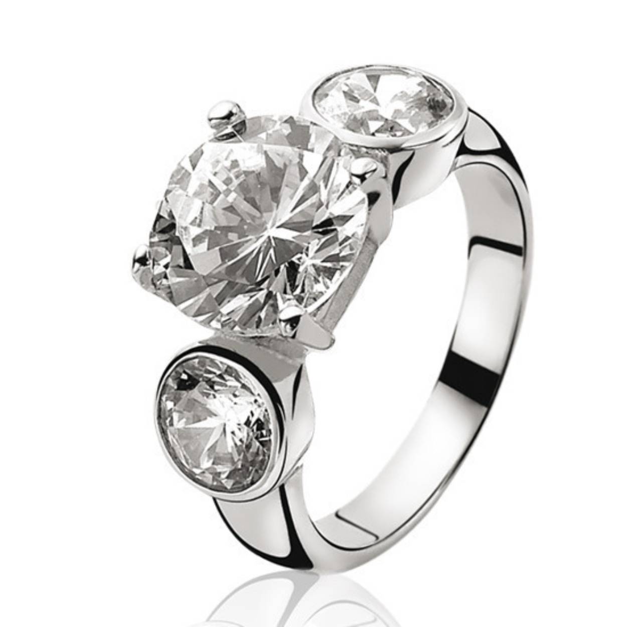 Zinzi zilveren ring 3x zirkonia mt 54 ZIR462W