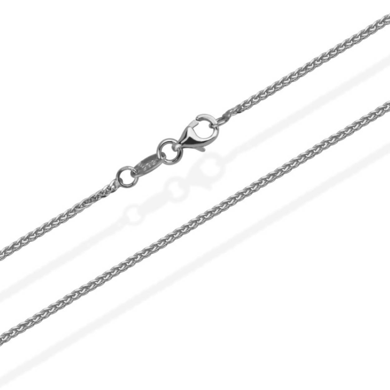 14k witgoud collier gediamanteerde zopf (tarwe)schakel op 50 cm lengte en 1.0mm dikte
