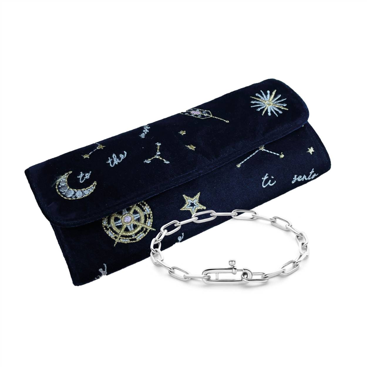 Ti sento zilveren paperclip armband.  Bij deze set zit een luxe sieraden etui. 