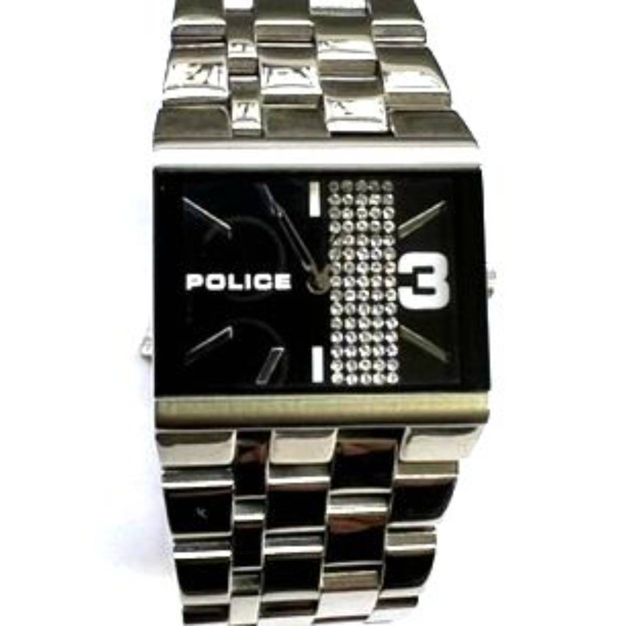 Police horloge met zirkonia op de wijzerplaat.