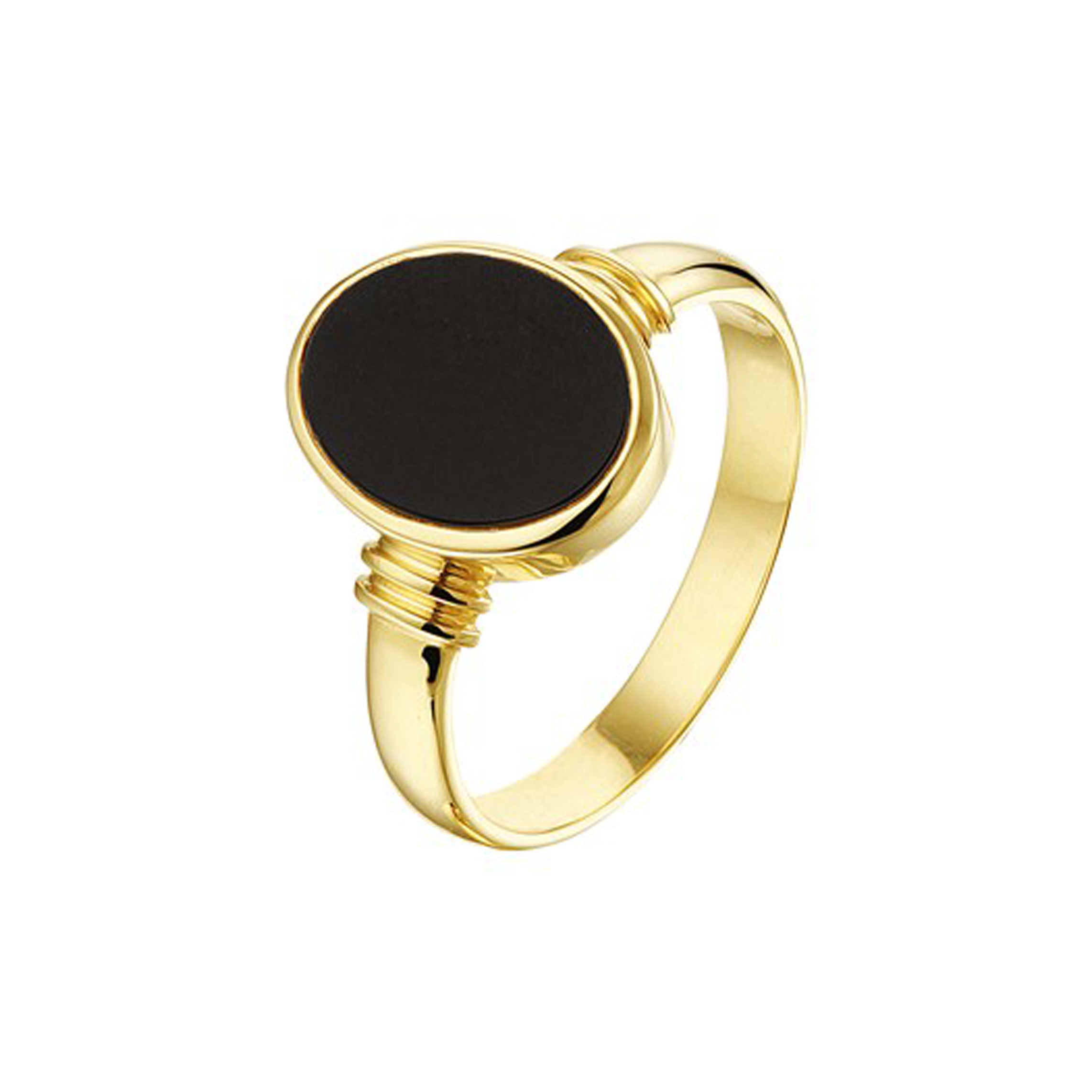 Geelgouden zegelring ovaal met onyx