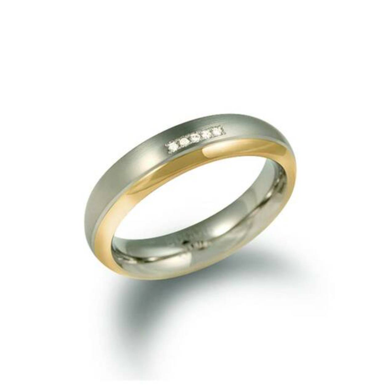 Boccia ring titanium bicolour met 5x diamant -0.025crt 