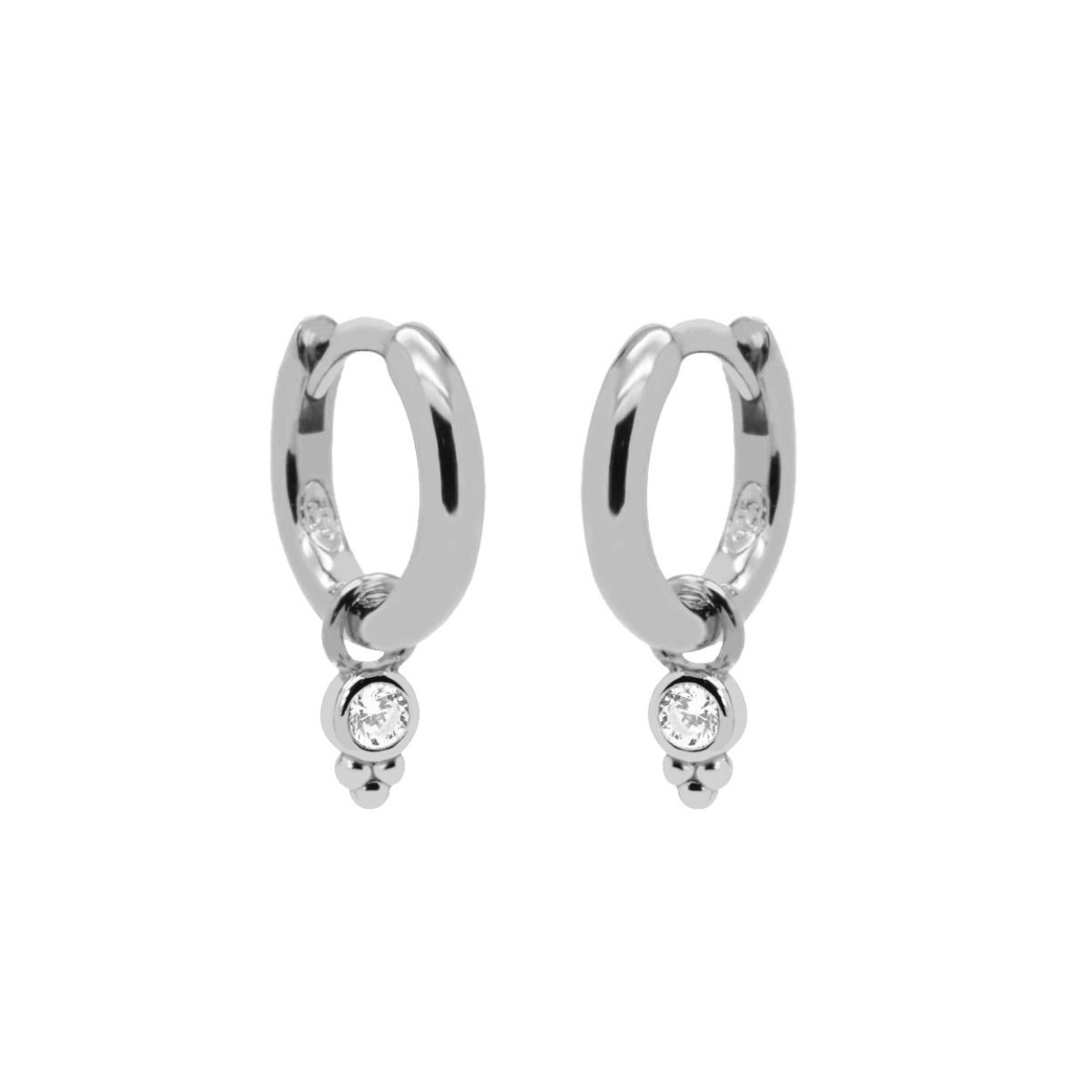 Hinged Hoops Zirconia Double Spark Silver