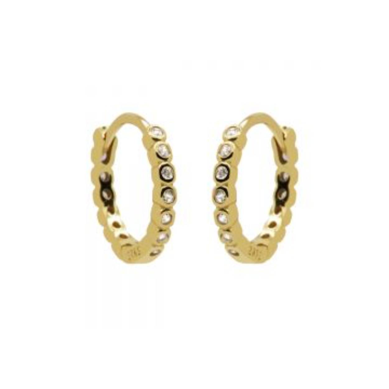 Hinged Hoops Dots Goldplated 13mm