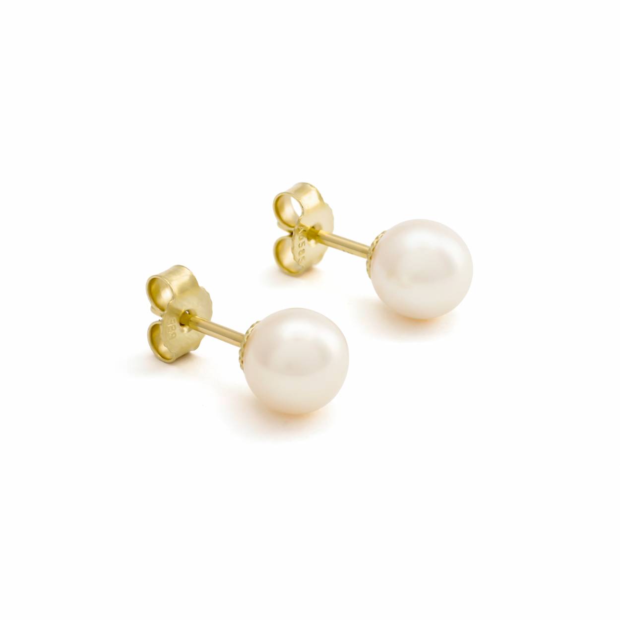 gouden oorstekers, cultive parel 7mm