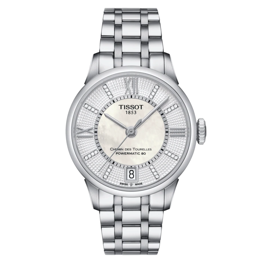 Chemin des Tourelles staal dames brac. powermatic 80 met saffierglas