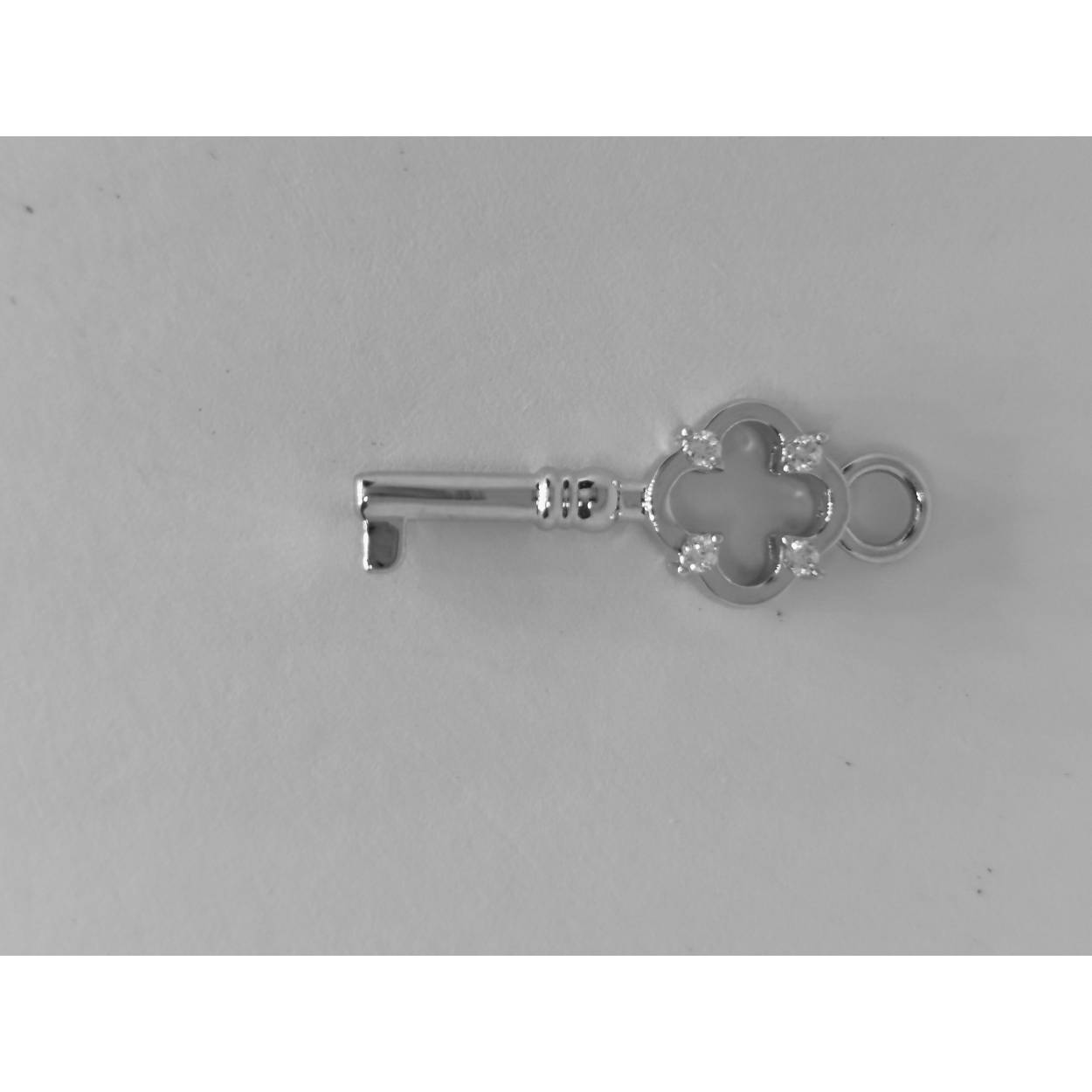 Zilveren Hanger Sleutel met Zirkonia's