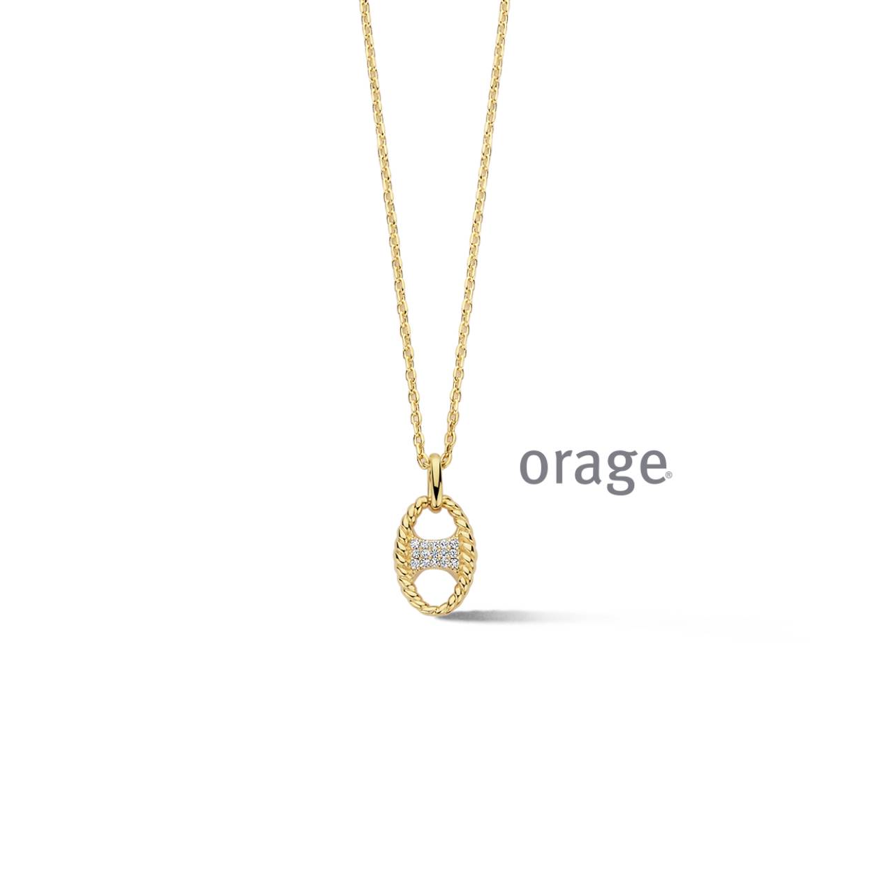Vergulde ketting met hanger bezet met zirkoon
BA013