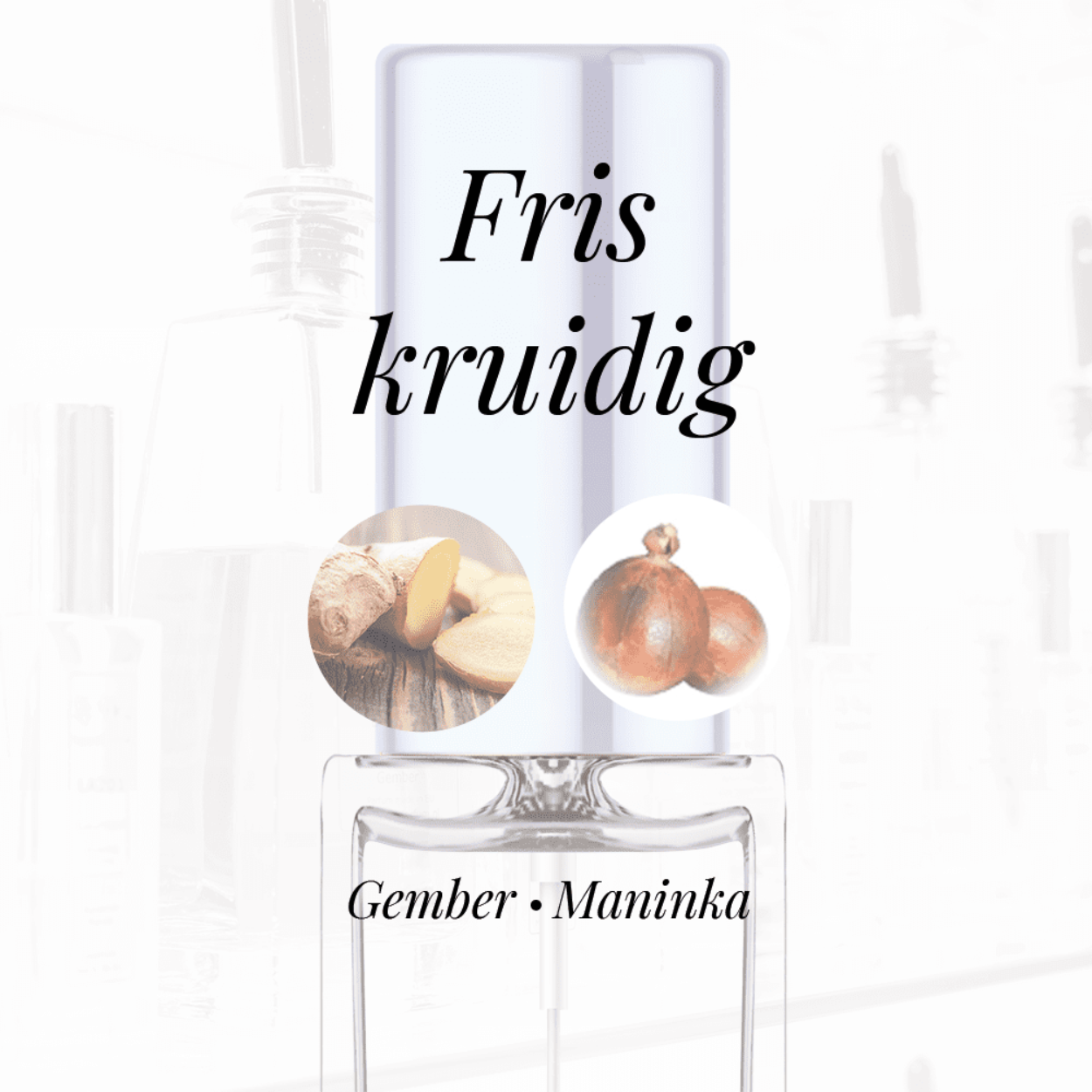 Eigenschappen
Geur: Fris kruidig
Waarneembare geuren: Gember, Maninka
Sillage: Midden
Seizoen: All season
Eigenschap: Sexy
Stijl: Smart
Geurgroep: Aromatische Kruidige
Hoofdakkoorden: Fris kruidig, Aromatisch, Leer, Bloemig, Dierlijk
Top noten: Gember
Midden noten: Lavendel en Maninka
Basis noten: Leder
