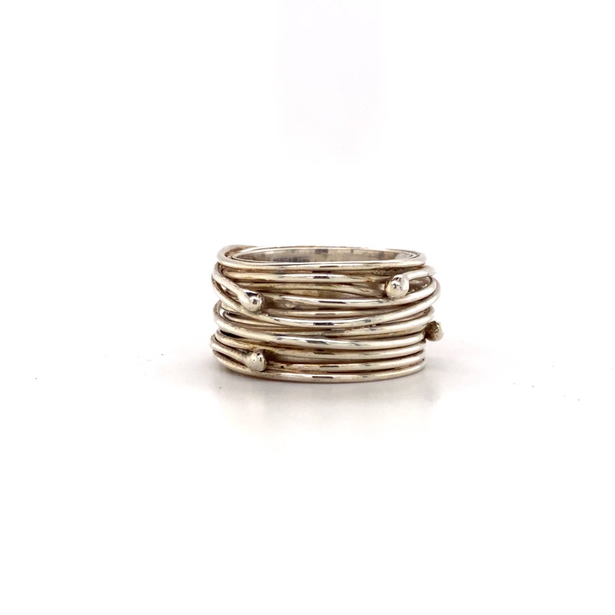 Zilver draadring met bolletjes