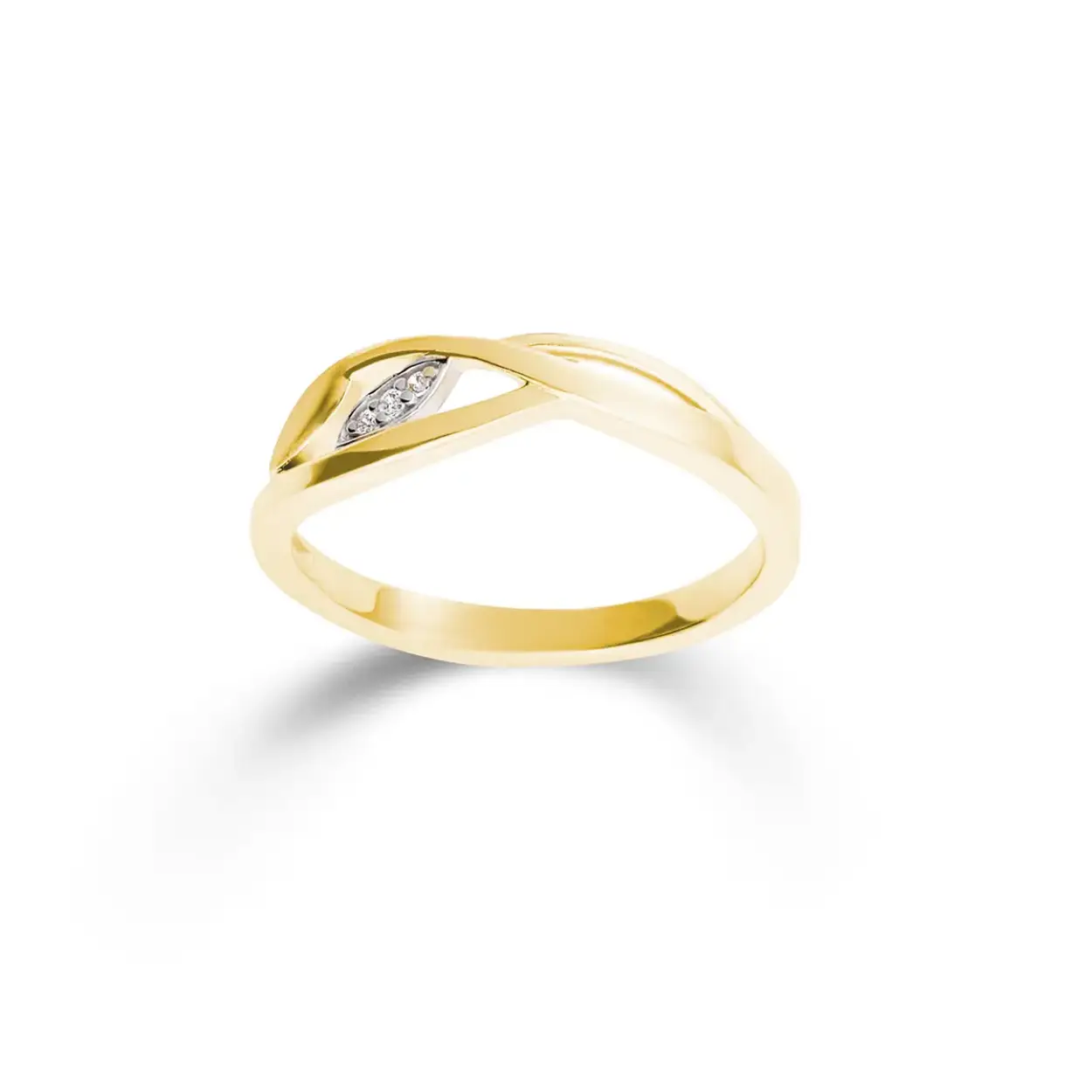 14k geelgouden ring met zirkonia.