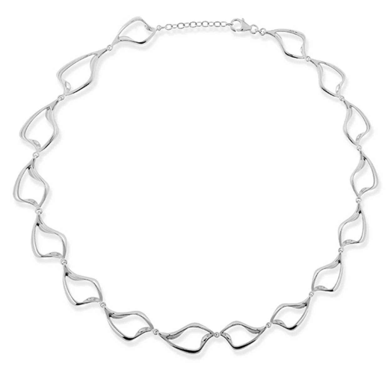Zilveren fantasie collier met bijzondere schakels 45 cm