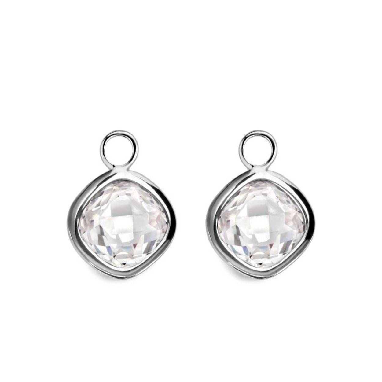 My imenso zilveren oorbedels creoli white cz 10mm 12-1687
