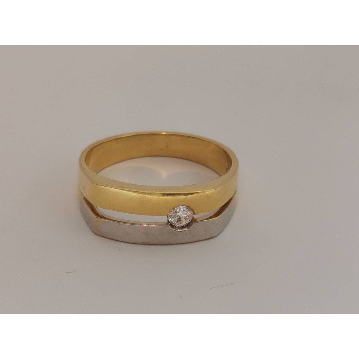 18 Karaat bi-color gouden ring met zirkonia.

Maat: 57