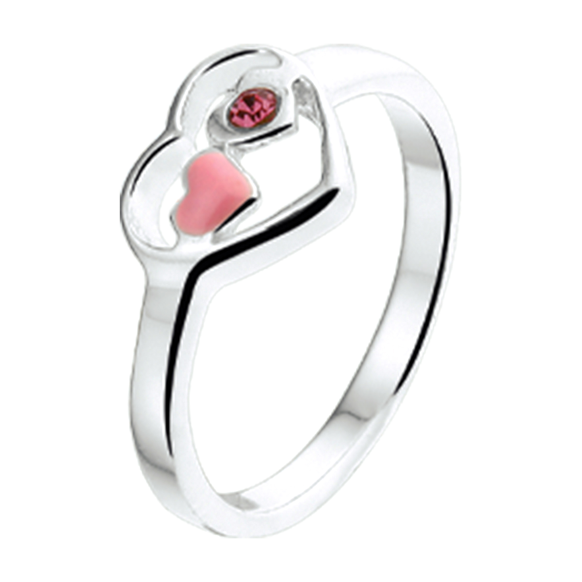 Zilveren ring met een hartje Maat 13,5