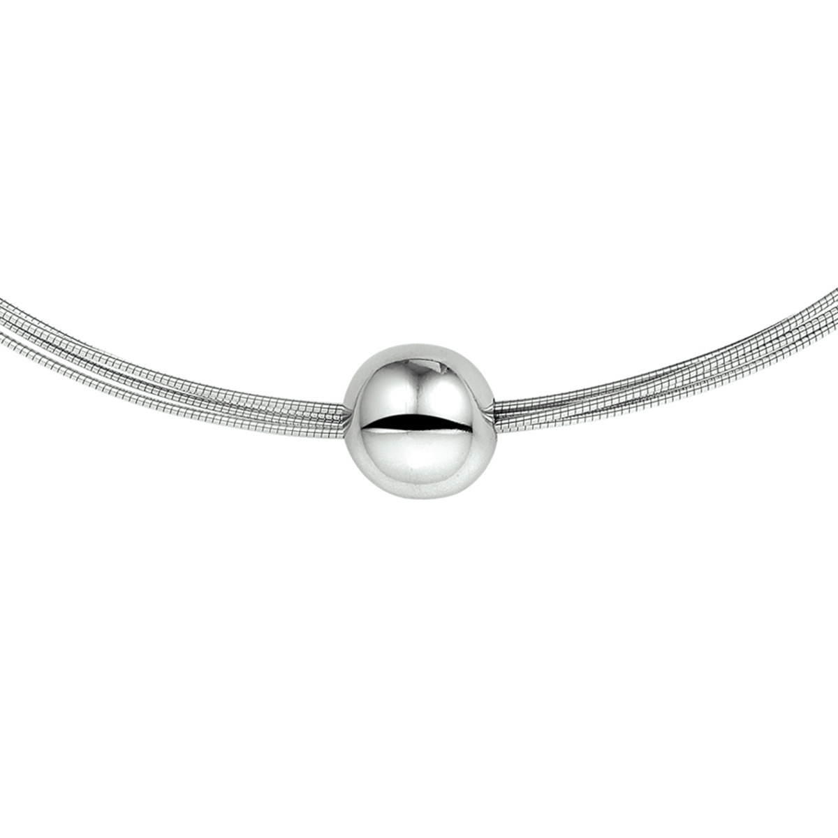 Gerhodineerd 925 zilveren collier uigevoerd met een bol van 14mm en een stevige karabijn sluiting.