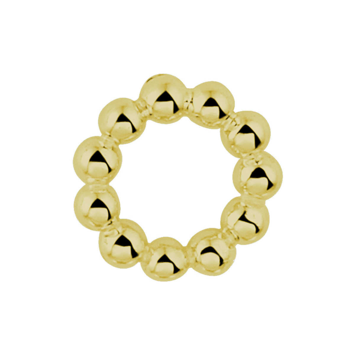 Geelgoud op 925 zilveren hanger uitgevoerd met bolletjes. De hanger heeft een diameter van 7mm. Geen garantie op plating.
