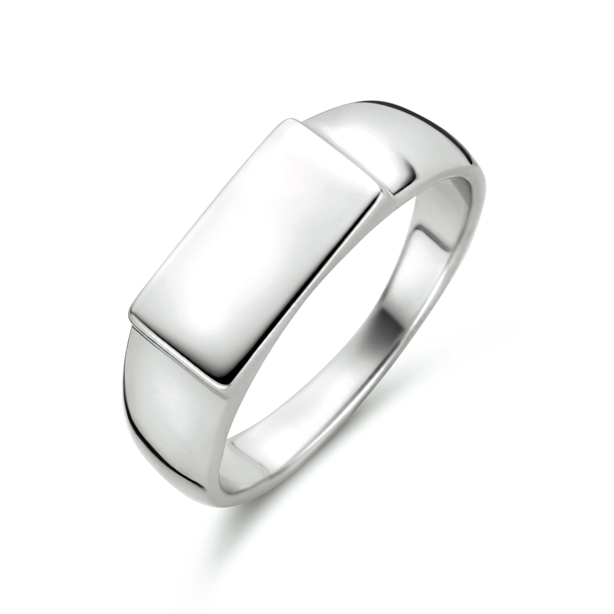 Gerhodineerd 925 zilveren graveerring. De ring heeft een breedte van 6mm.