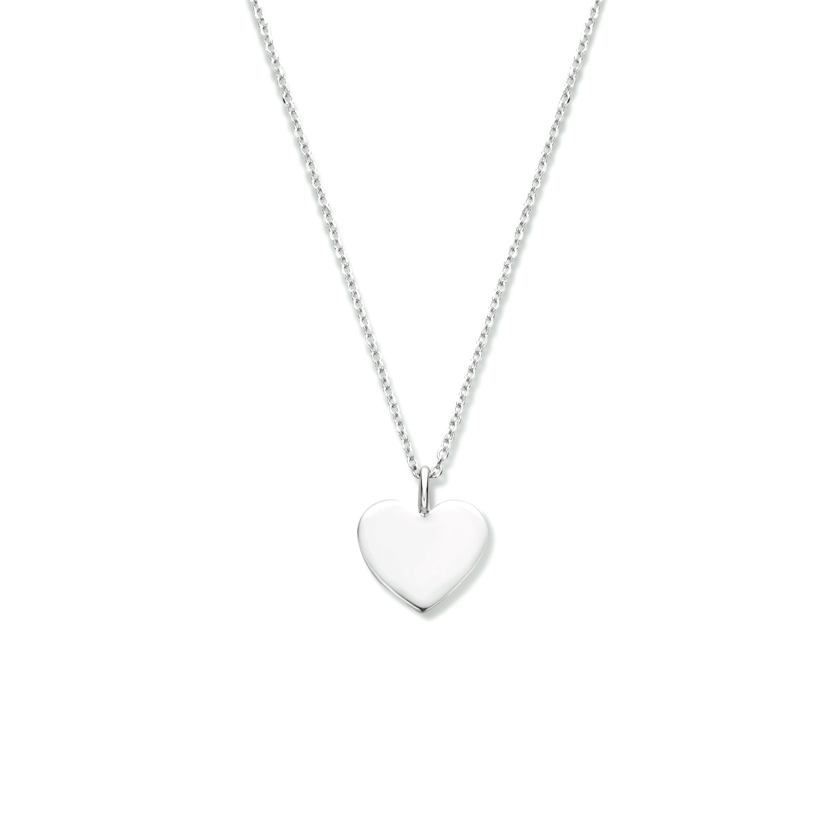Gerhodineerd 925 zilveren anker collier uitgevoerd met een open hartje en een stevige karabijn sluiting. Het collier heeft een draaglengte van 41cm en een extensie van 4cm.