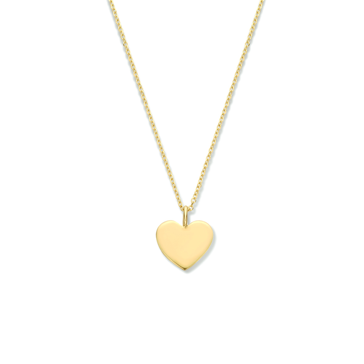 Zilver vergulde anker collier uitgevoerd met een open hartje en een stevige karabijn sluiting. Het collier heeft een draaglengte van 41cm en een extensie van 4cm. Geen garantie op plating.