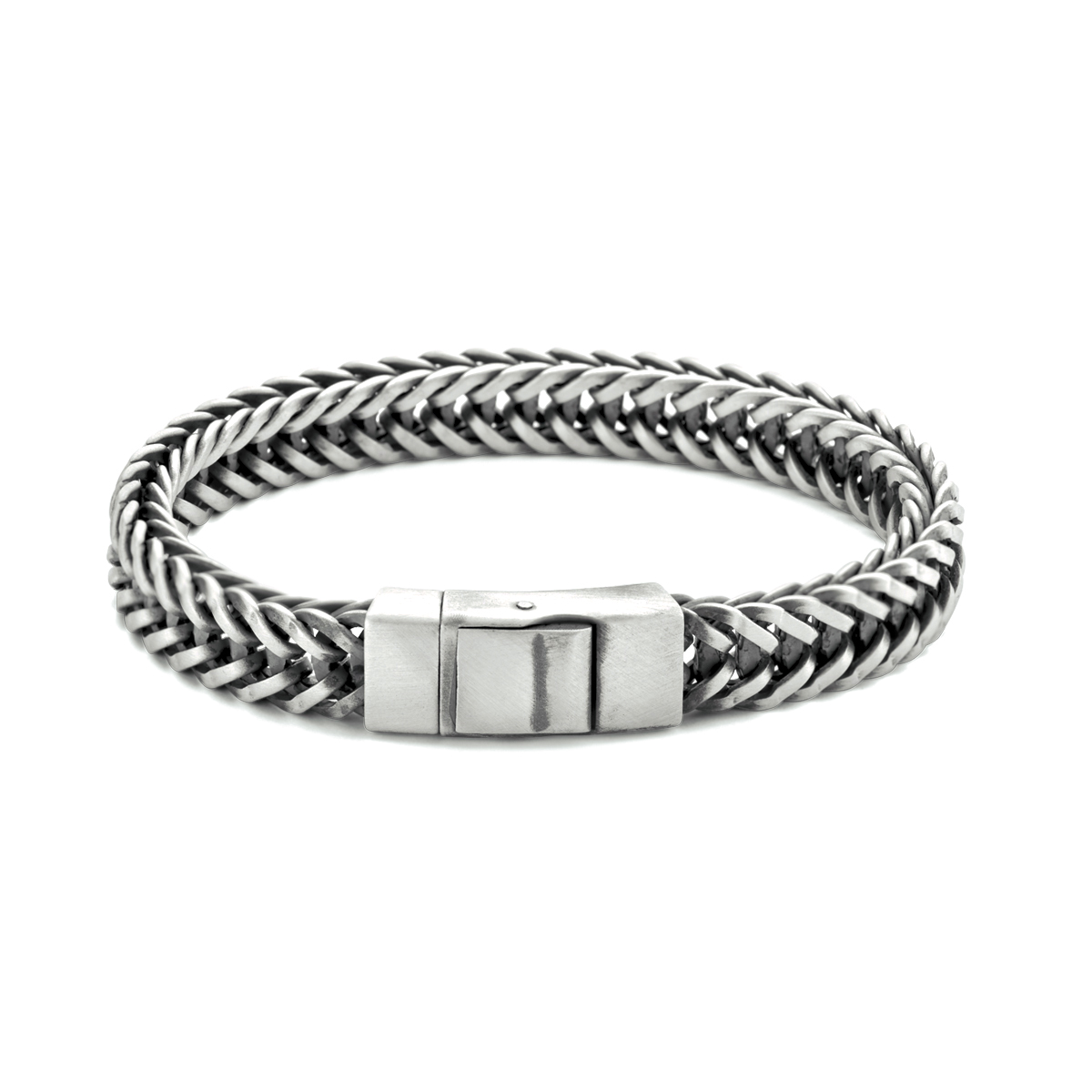 Geoxideerd 925 zilveren armband met een schakelbreedte van 9.7mm. De armband heeft een draaglengte van 20cm.