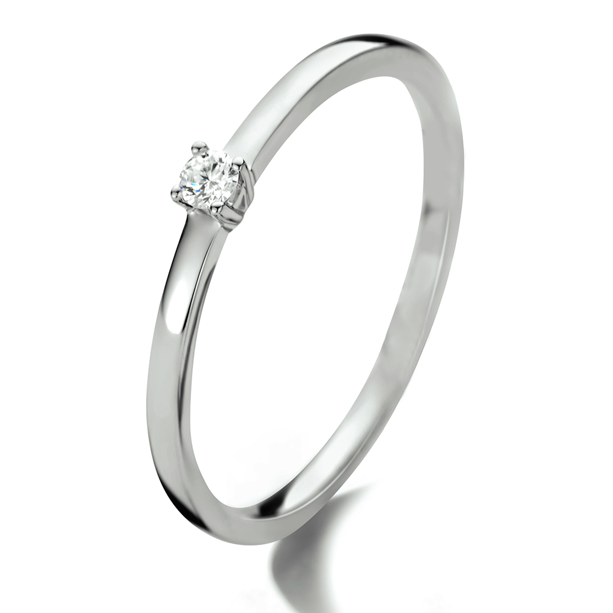 14k Witgouden ring uitgevoerd met een schitterende diamant. De ring heeft een breedte van 2.5mm.
Met 0.05.ct H/Si diamant.