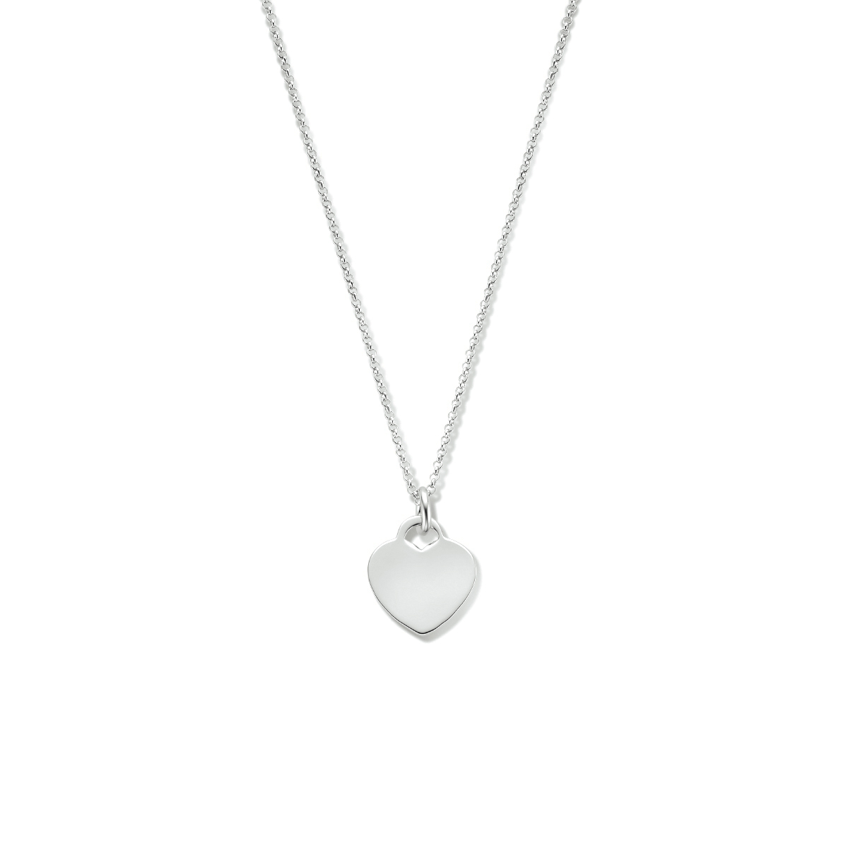 Gerhodineerd 925 zilveren collier uitgevoerd met een hart hanger en een karabijn sluiting. Het collier heeft een draaglengte 40cm en een extensie van 4cm.