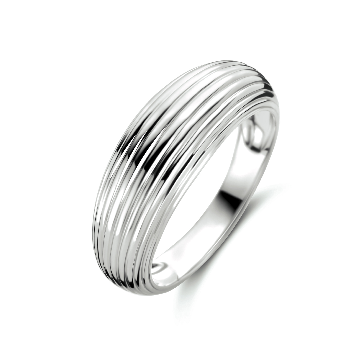 Gerhodineerd 925 zilveren ring met een breedte van 8 mm.