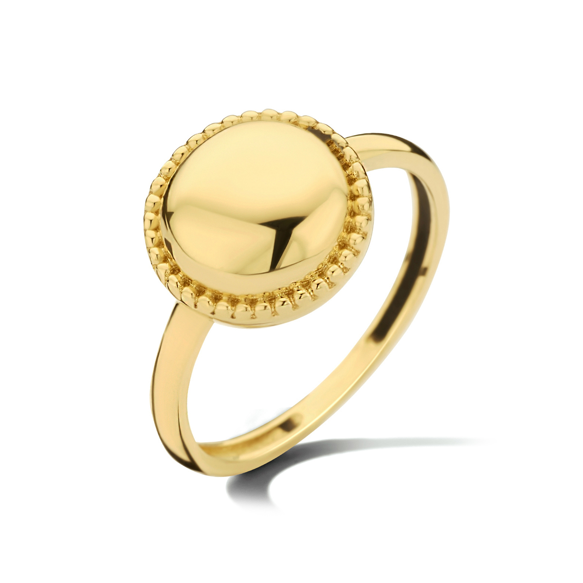 14k Geelgouden ring uitgevoerd met een rondje van 11mm.