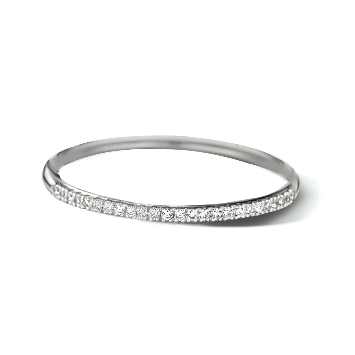 14k Witgouden ring uitgevoerd met een schitterende diamant rij. De ring heeft een breedte van 1.3mm.