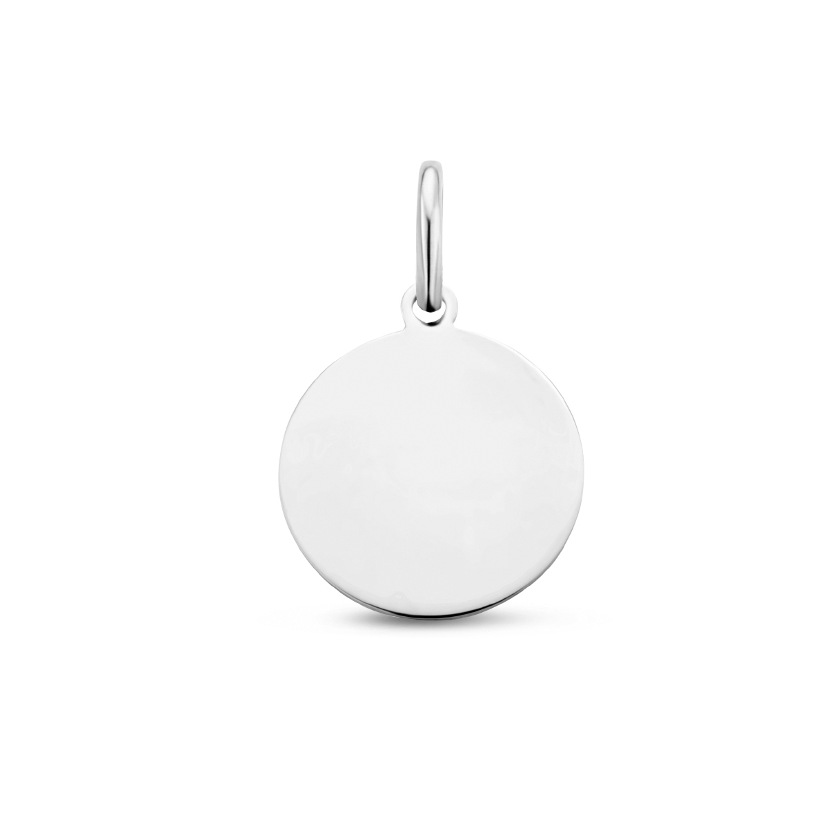 Gerhodineerd 925 zilveren ronde graveerhanger.