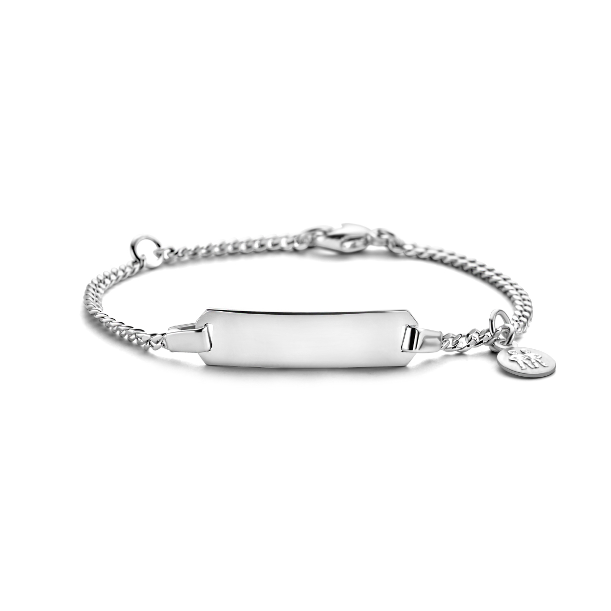 Gerhodineerd 925 zilveren graveerarmband uitgevoerd met een sterrenbeeld hanger en een stevige karabijn sluiting. De armband heeft draaglengtes van 11 en 13cm.