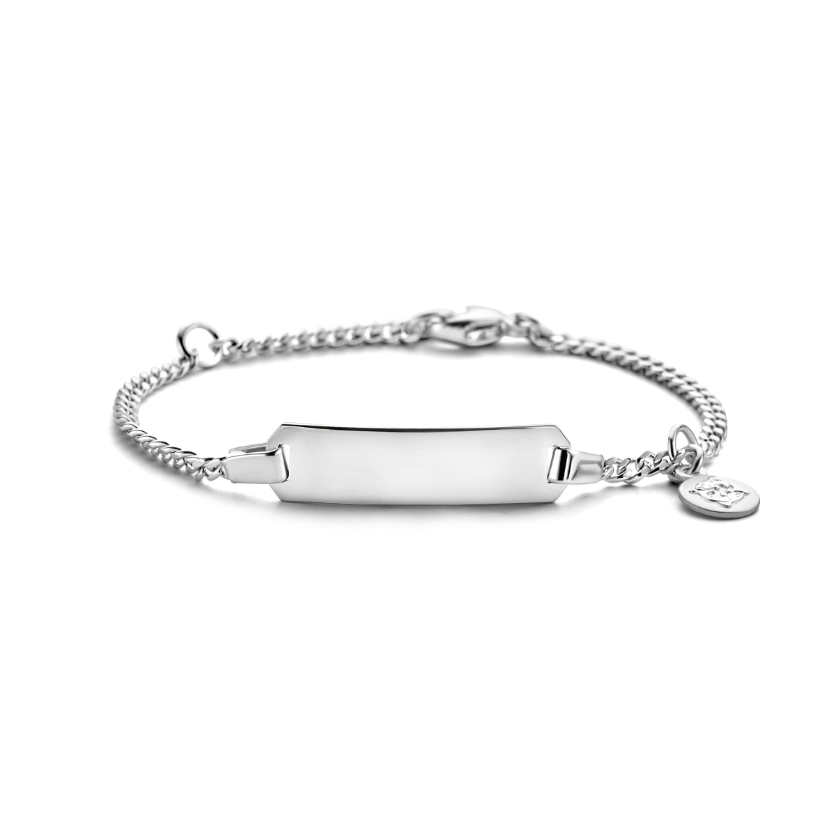 Gerhodineerd 925 zilveren graveerarmband uitgevoerd met een sterrenbeeld hanger en een stevige karabijn sluiting. De armband heeft draaglengtes van 11 en 13cm.