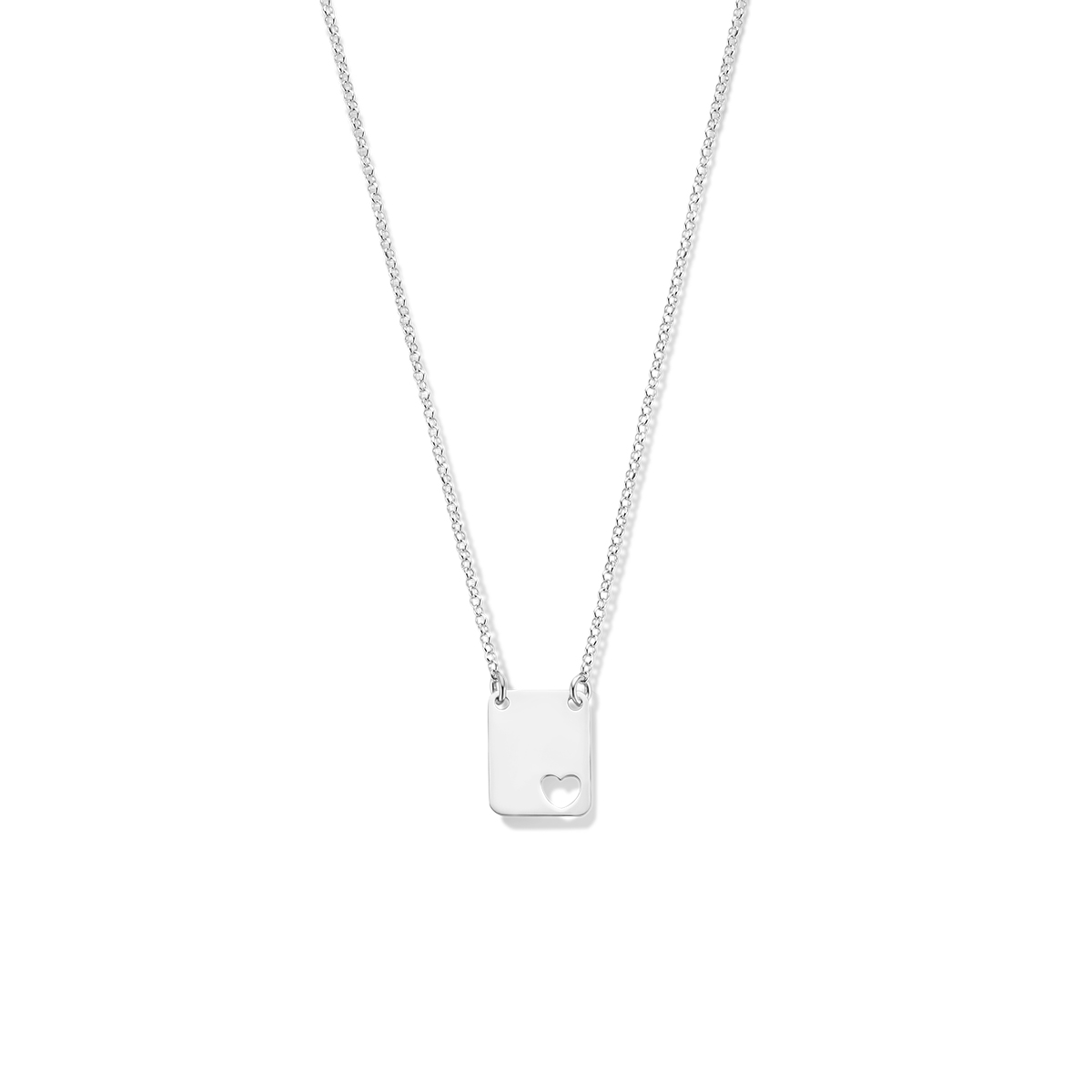 Gerhodineerd 925 zilveren graveercollier uitgevoerd met een hartje en een karabijn sluiting. Het collier heeft een draaglengte van 40cm en een extensie van 4cm.