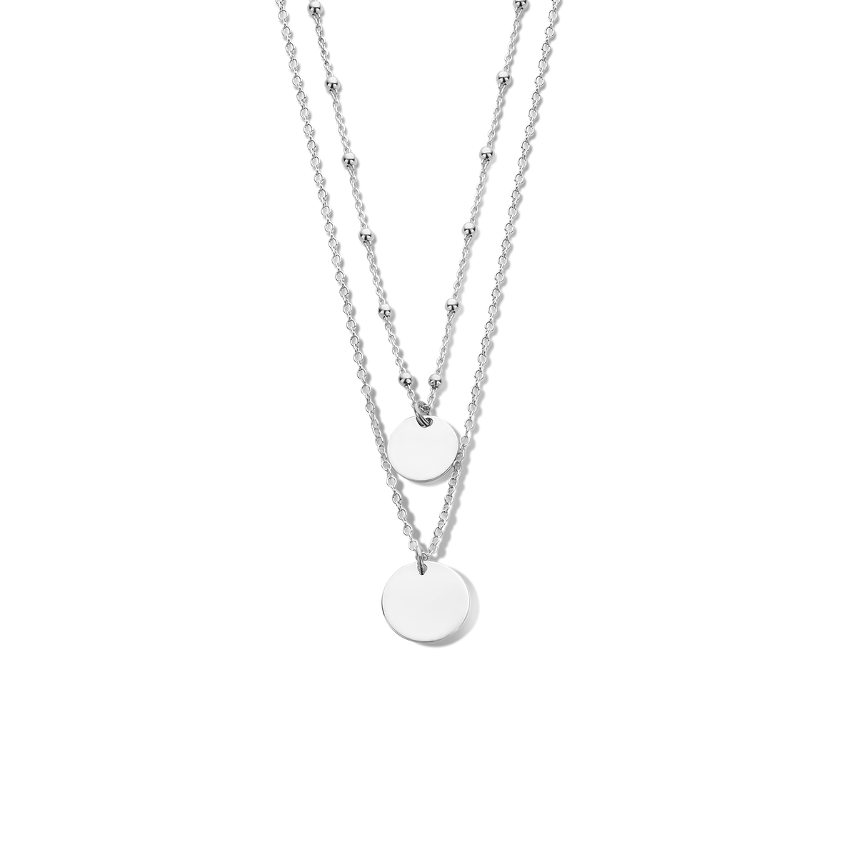 Gerhodineerd 925 zilveren collier met een anker schakel van 1.6mm en bolletjes met een diameter van 2mm. Het collier heeft een draaglengte van 42cm en een extensie van 5cm.