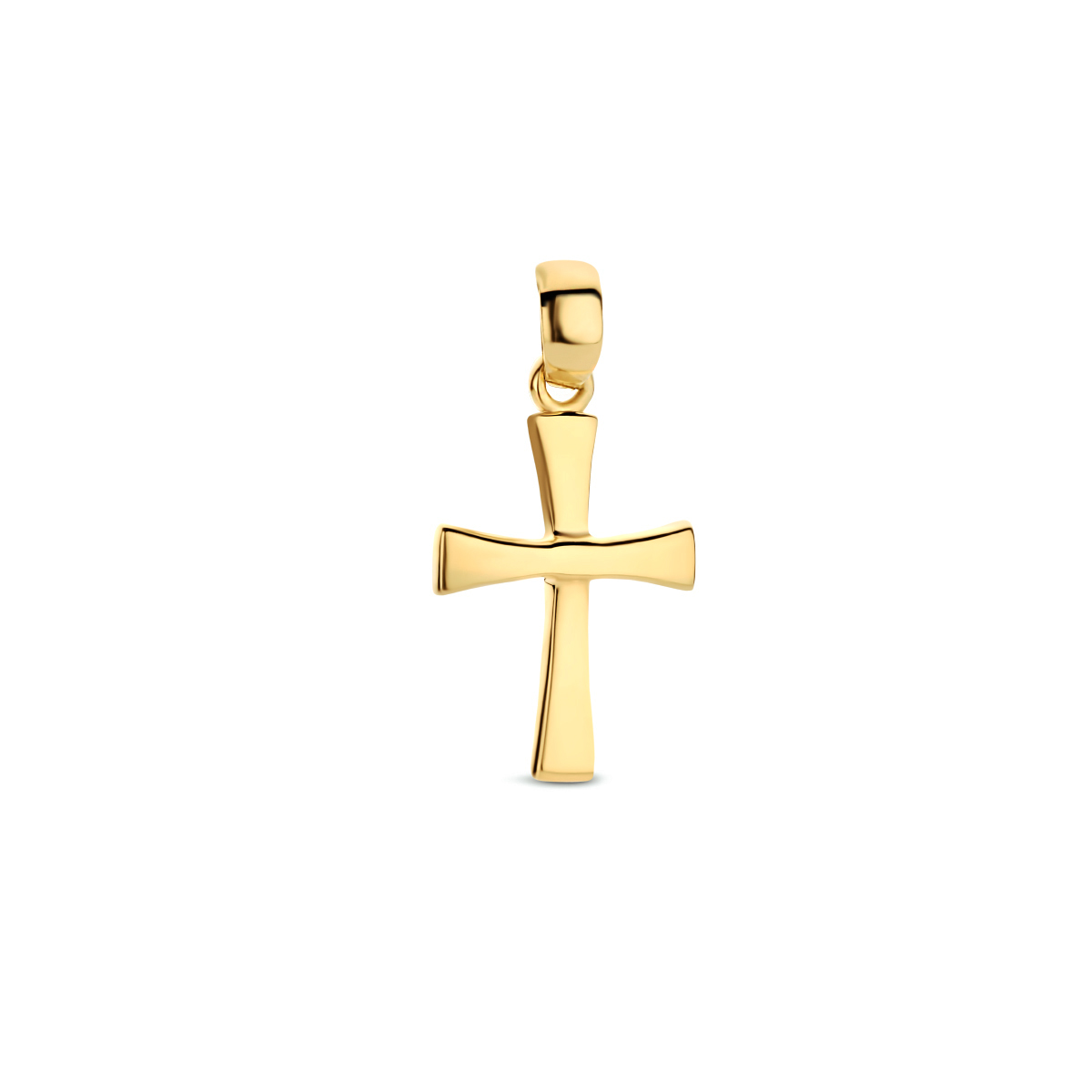 14krt gouden kruis. Het kruis heeft afmetingen van 14.5x11mm.