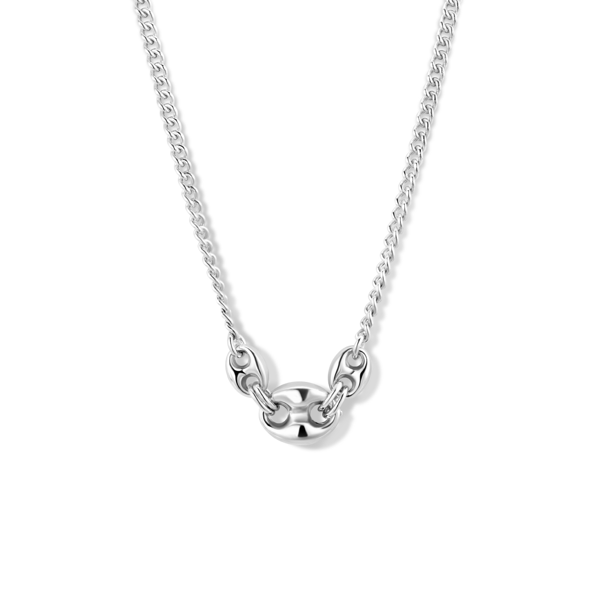 Gerhodineerd 925 zilveren collier met gourmette schakel van 3mm en een karabijn sluiting. Het collier heeft een draaglengte van 42cm met een extensie van 3cm.