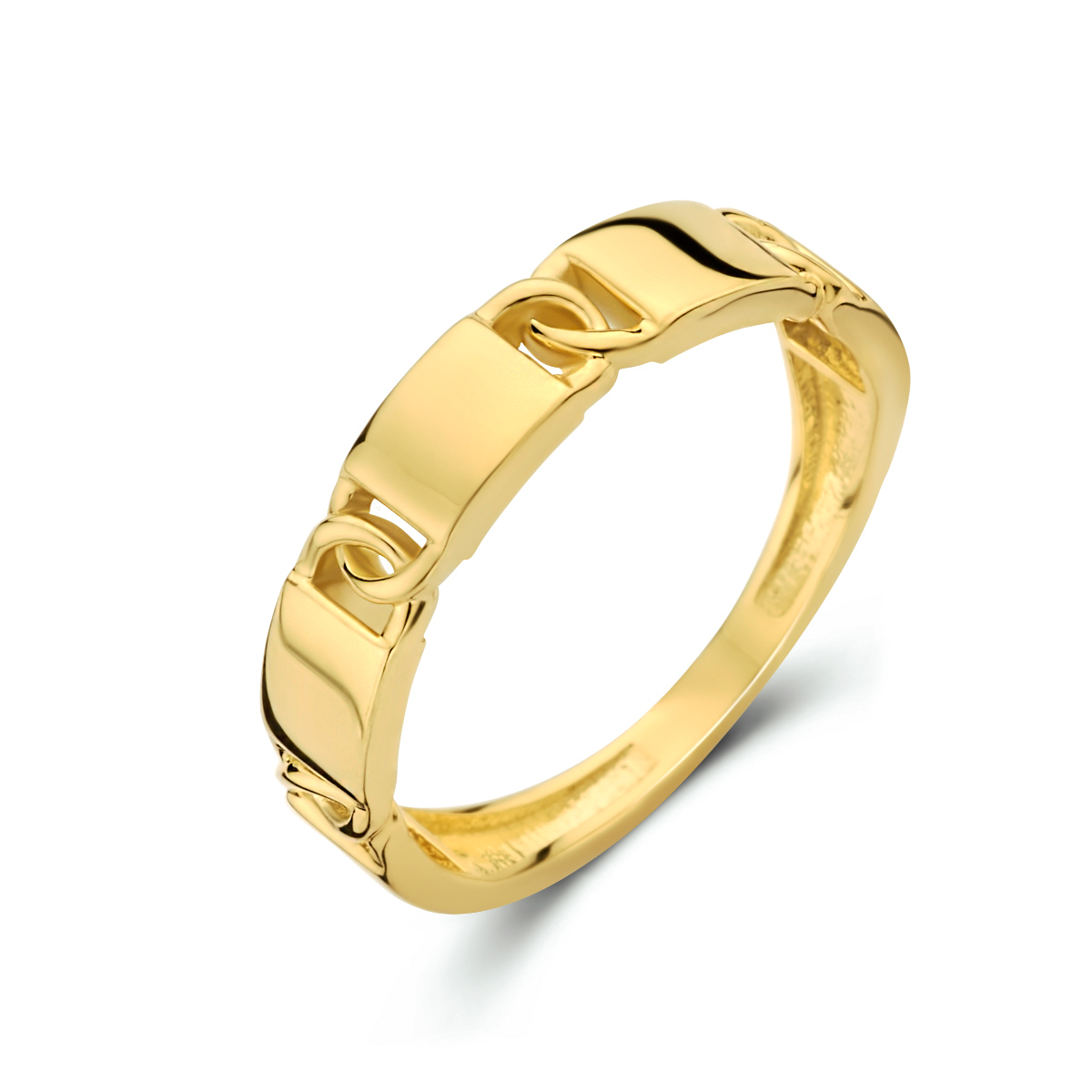 14k Geelgouden ring met een breedte van 4mm.&nbsp;