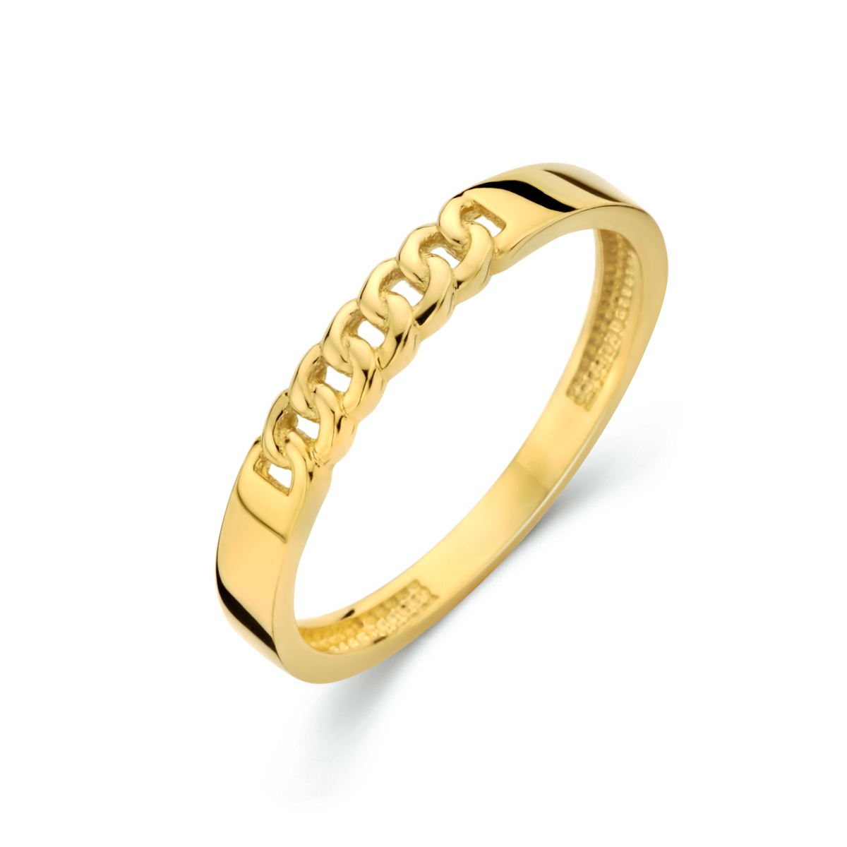 14k Geelgouden ring met een breedte van 3mm.