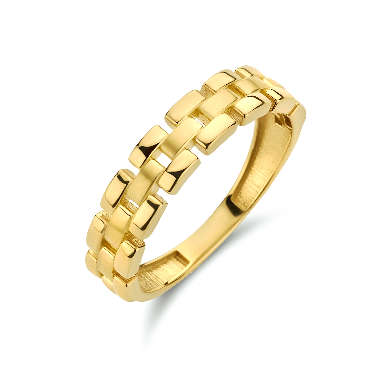 14k Geelgouden ring met een breedte van 4.5mm.