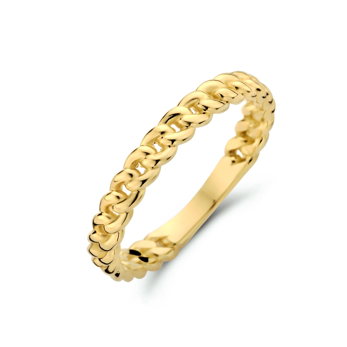 14k Geelgouden ring met een breedte van 3mm.