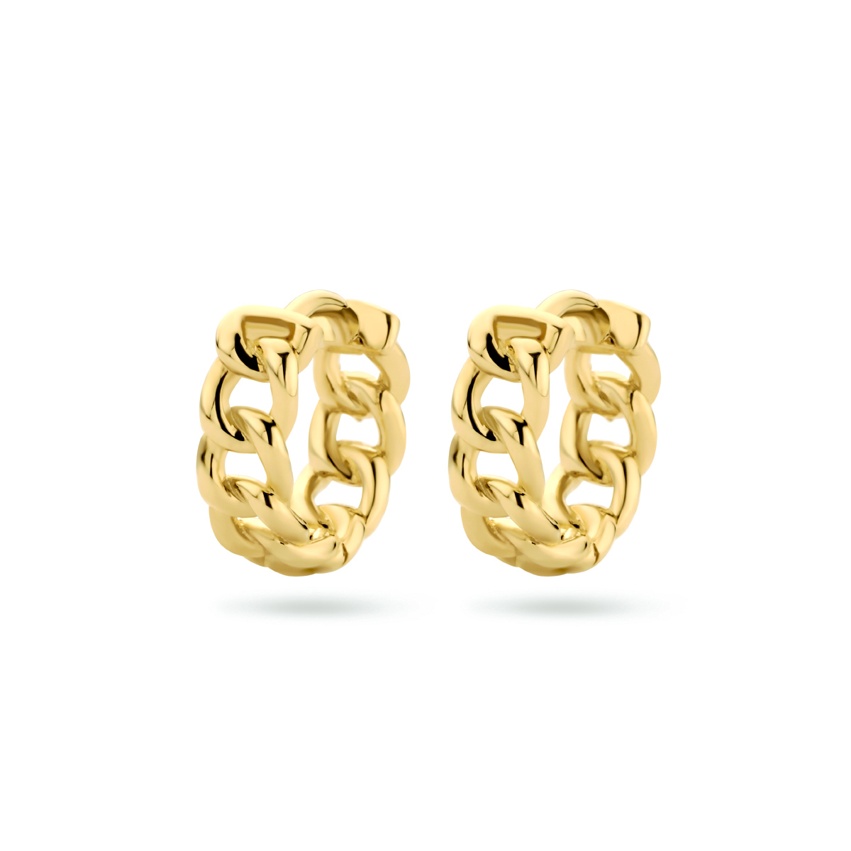 14k Geelgouden klapoorringen. De klapoorringen hebben een afmeting van 11x3.5mm.