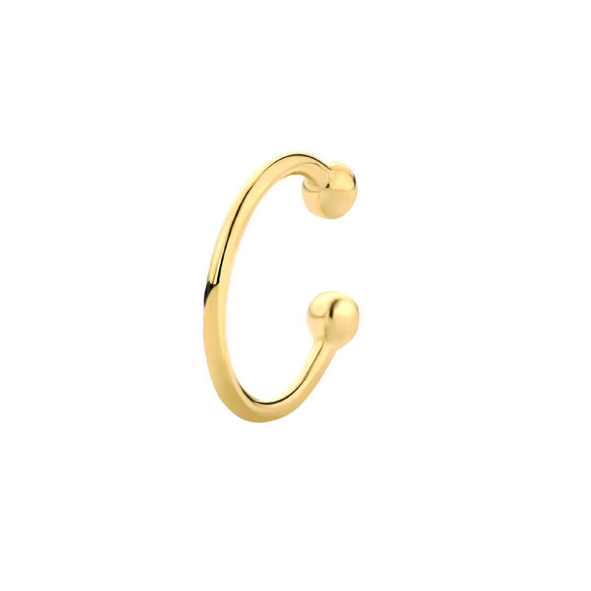 14k Geelgouden earcuff. De earcuff heeft een afmeting van 10x0,8mm en wordt per stuk verkocht.